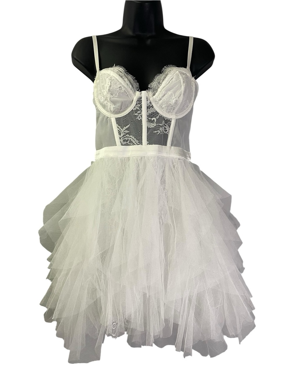 Klesis White Lace Tulle Bustier Dress Small New**
